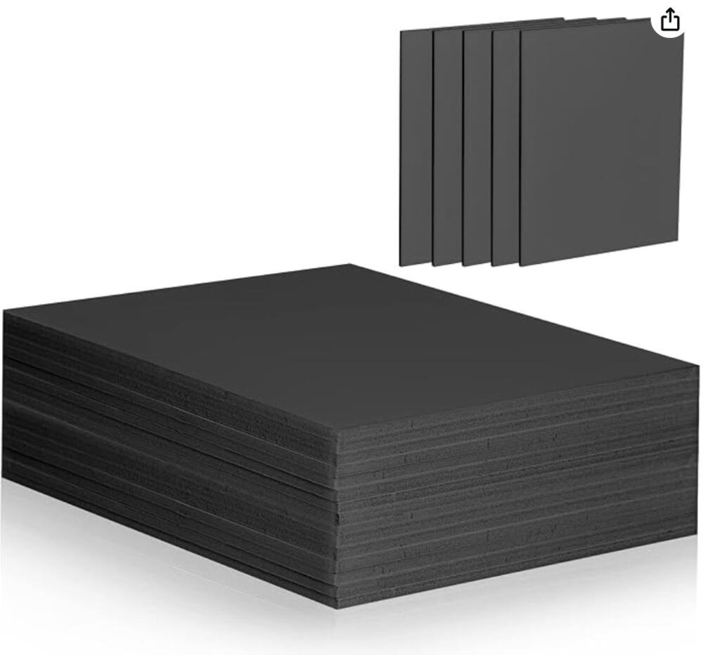 16Pcs Black Foam Board, Thick Foam, Mat Boards for Projects